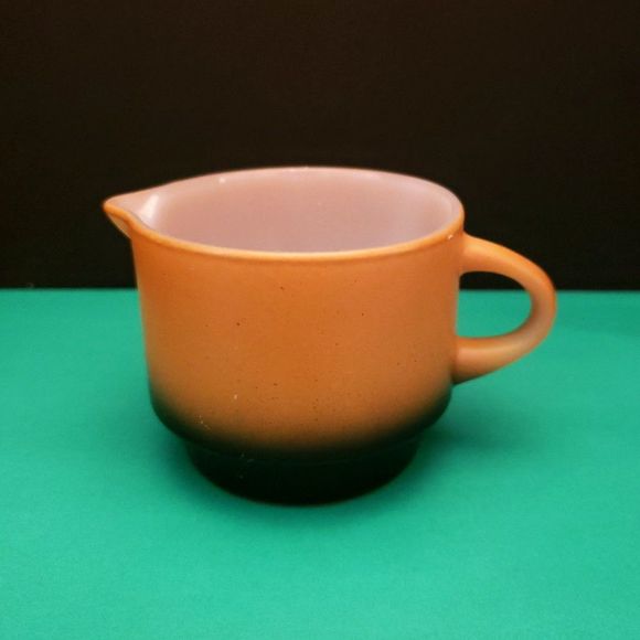 Anchor Hocking Creamer Orange Brown Fade Black Vintage Retro Cream Pitcher - Picture 5 of 10